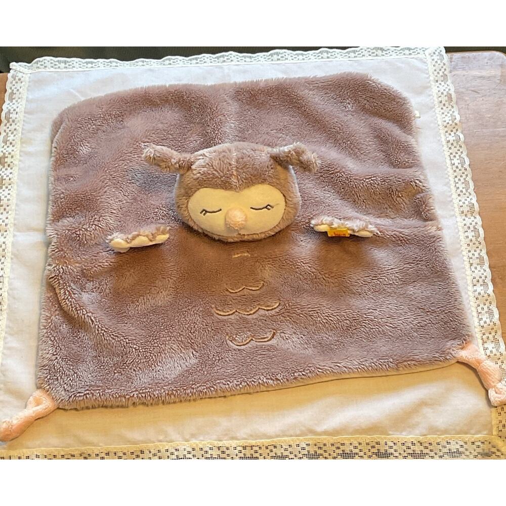 Steiff Ollie Owl Lovey Security Blanket German Toy Baby Plush Knope Im Ohr